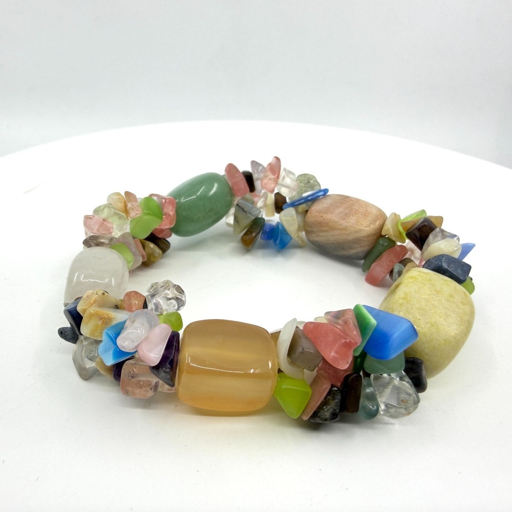 Multi-Stone Chip Stretch Bracelet Boho Healing Gemstone Jewelry Y2K Classic Gift